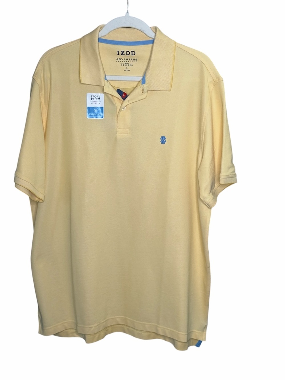 Izod Men’s Pale Yellow Polo with Blue Accent